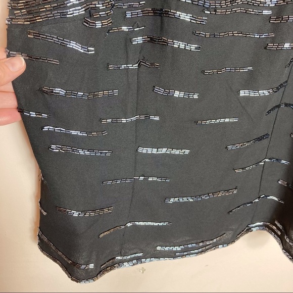 J Kara New York sz Large black sequin fitted spaghetti strap top - Picture 7 of 16